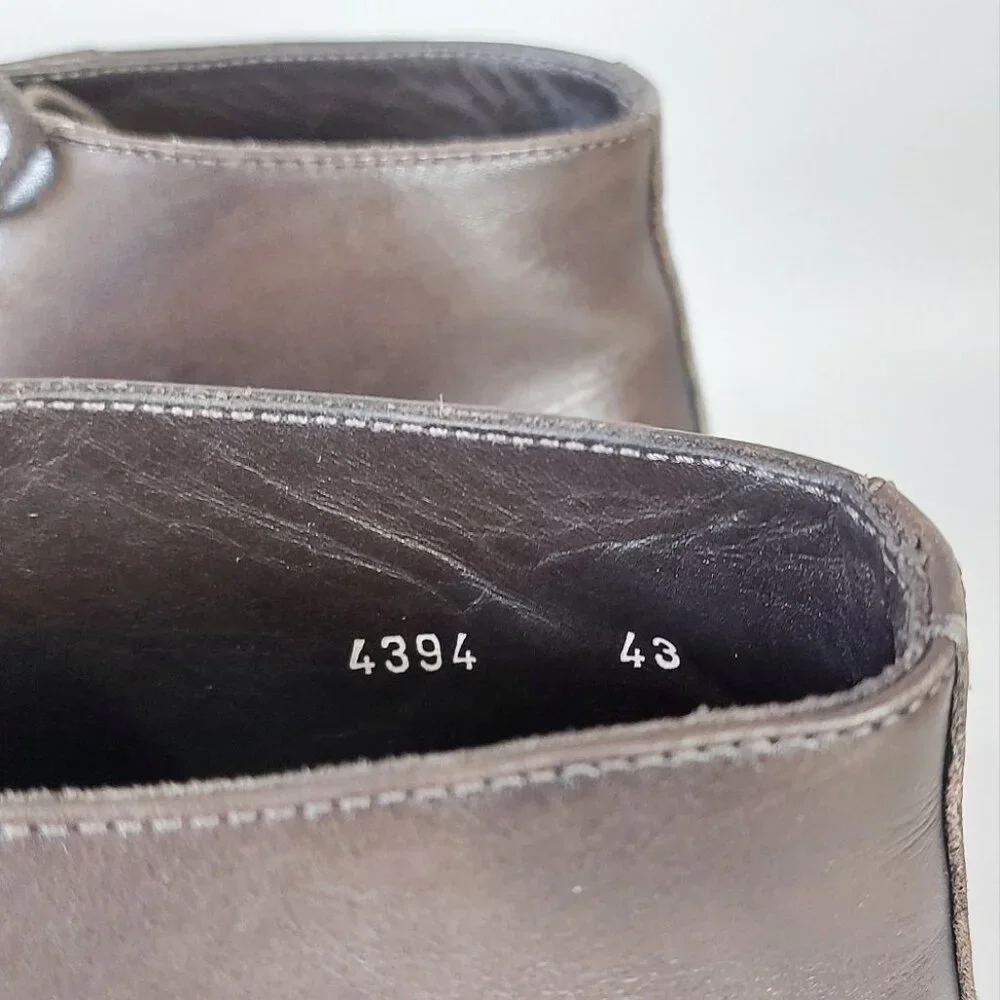 Davids Men Laceup High Ankle Dress Chukka Boots Size 43 EU Brown Leather Preppy